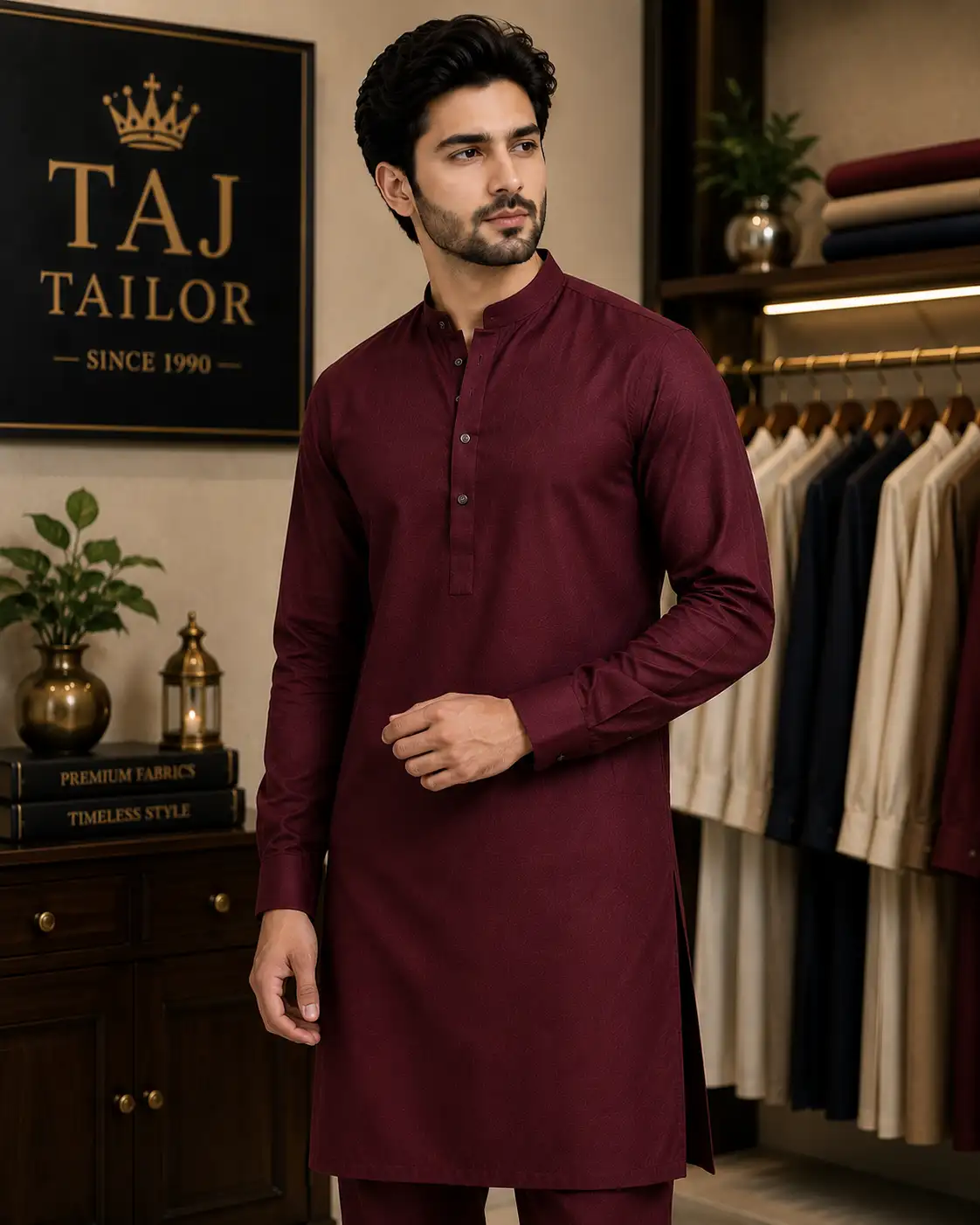 Maroon Kurta